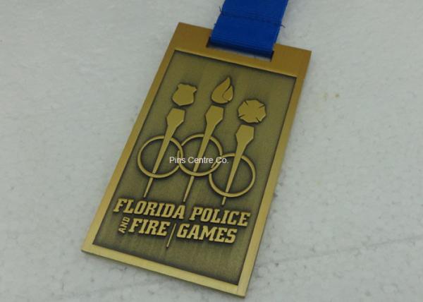 Customized Gold 3D Marathon Medals , Die Casting Sport Medals , Ribbon Enamel