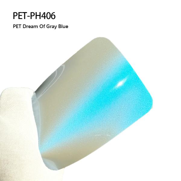 PET-PH406 PET Dream Of Gray Blue 7.5mil Changing Color Film Dimensional