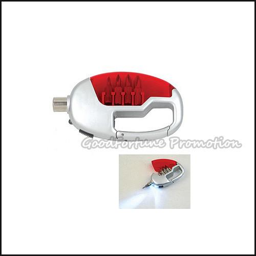 customed printed logo promotion Led carabiners Eco ABS mini tools set keychain