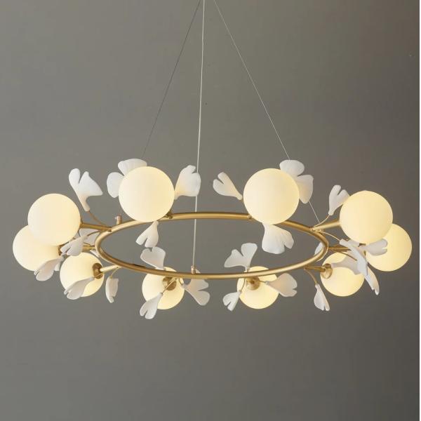 White Luxury Interior Round Ring And Big Villa Ceramic Pendant Lamp For Home