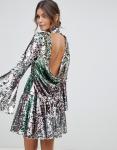 factory manufacturer custom make rainbow mini sequin dress