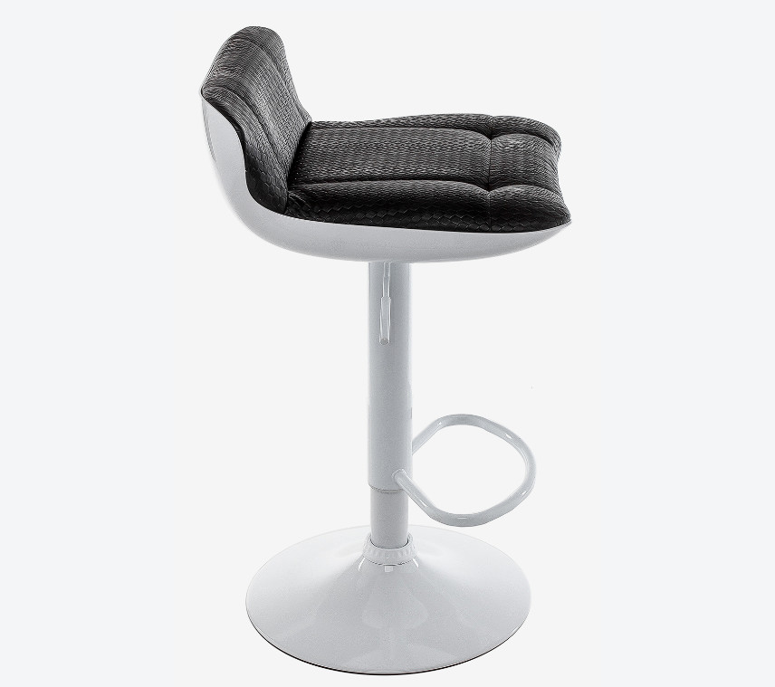 White Color PU Kitchen Bar Stools Adjustable Ergonomic Design Back Support Low Back