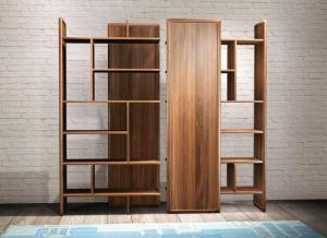 China 2017 New walnut wood Bespoke Furniture Storage Cabinet Display Shelves with Glass door on sale