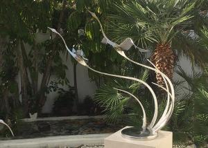 China Metal Bird Abstract Yard Sculptures / Metal Wave Sculpture For Indoor Decoration on sale