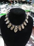 Decorative Dance Wear Accessories Leaf Shape Shiny Rhinestone Bib Necklace