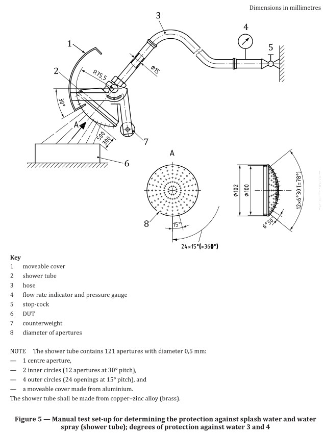 IP Test Equipment Splash Water Shower Tube Protection Against Water 3 And 4