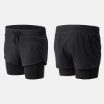 Quick Dry Double Layer Active Yoga Shorts Breathable 2 Pieces Tennis Shorts