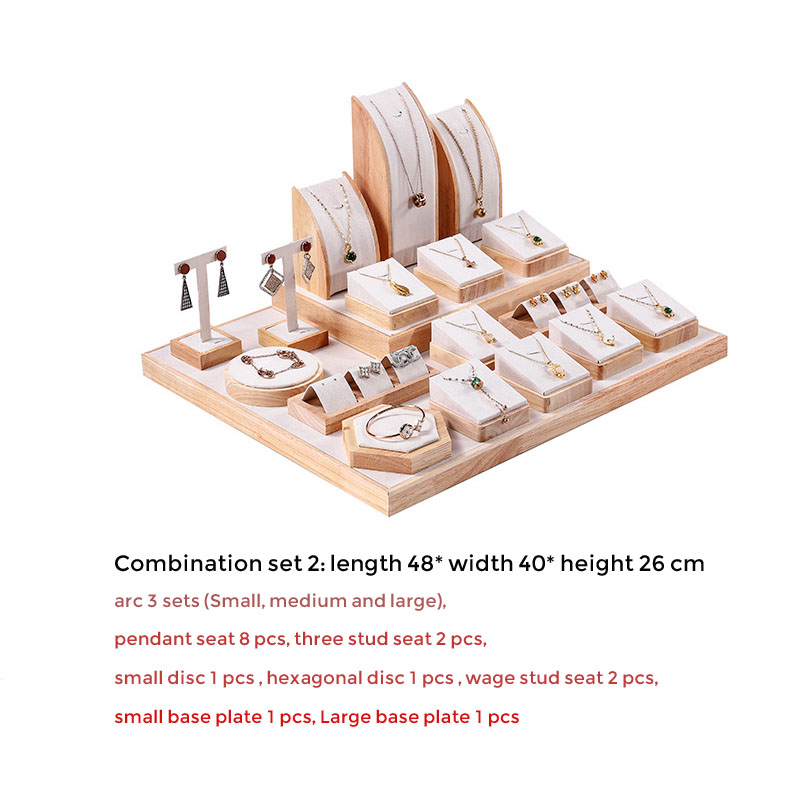Retail Wood Jewelry Holder Stand Display Set For Necklaces Pendants