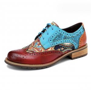 Wholesale British Style Womens Brogue Oxford Shoes Multi Colored Womens Leather Derby Shoes from china suppliers