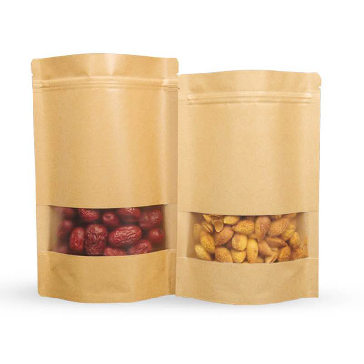 Matt Stand Up Flour Pouch Snack Bar Laminate Kraft Paper Bag For Coffee Bags