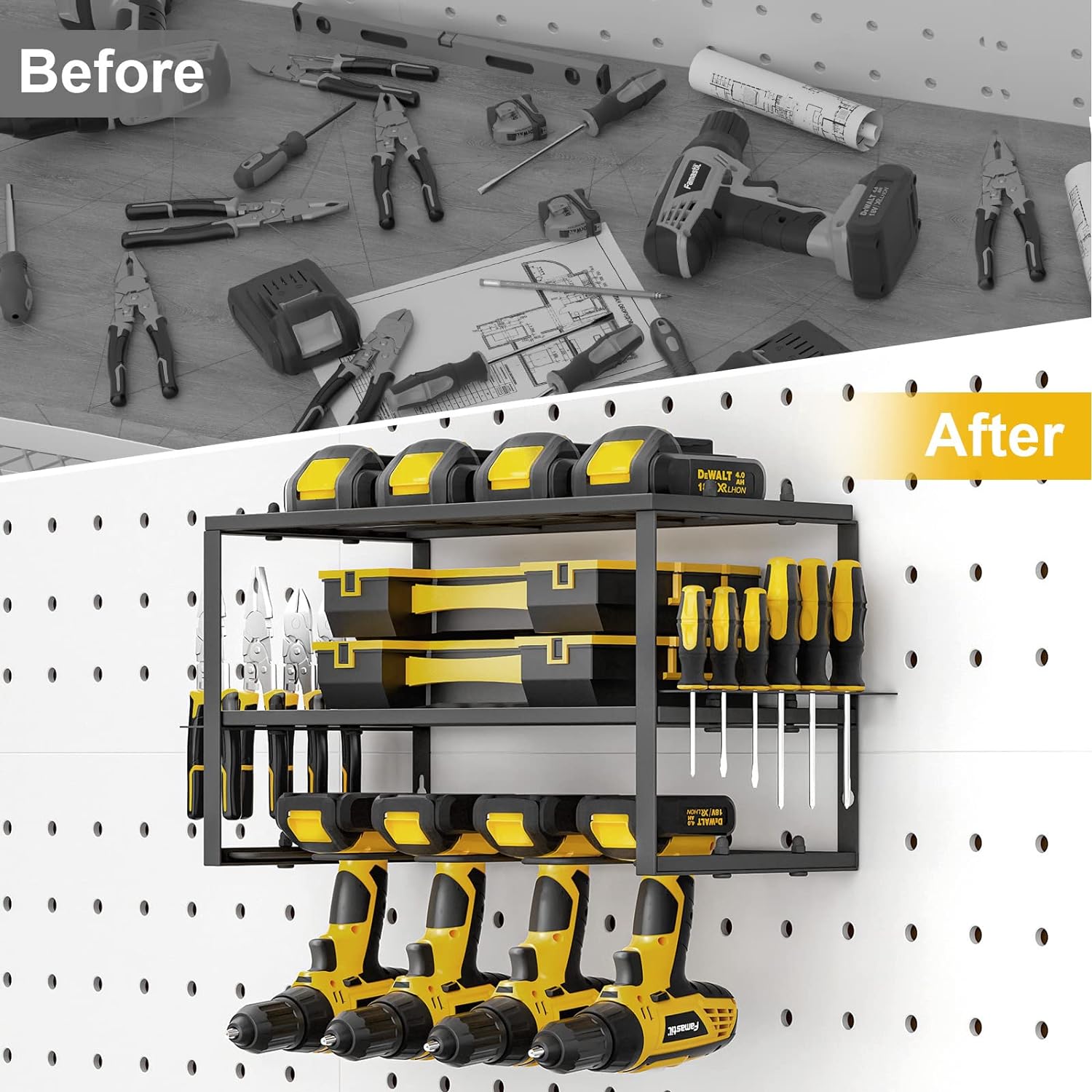 Metal Utility Storage Rack Wall Mounted Heavy Duty 3 Layers 410*200*230mm 2mm Thickness