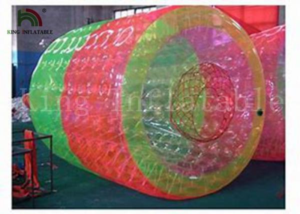 Quality 3m Long * 2.4 Dia Red / Green Inflatable Water Toy / Water Rolling Ball For Amusement for sale