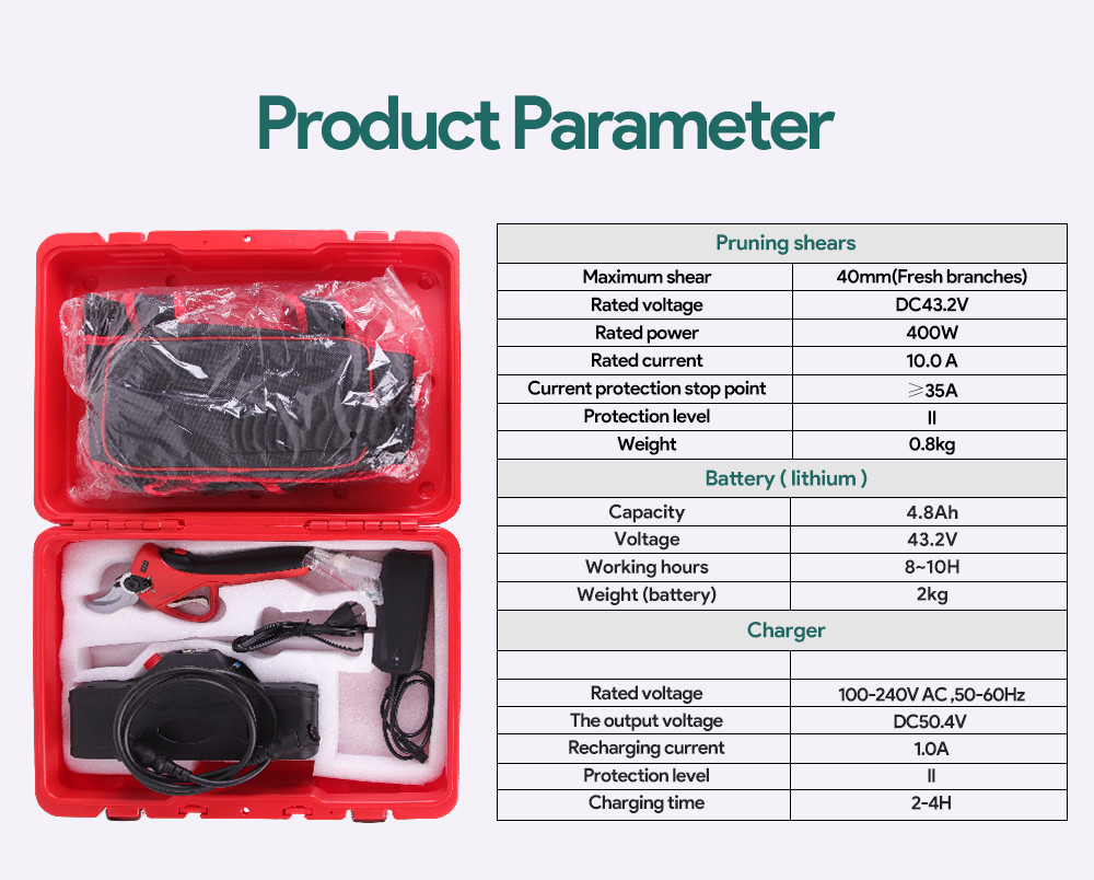 Swansoft LED Display lihium Battery Shear diameter 40MM apple tree Electric Pruning Shears Electric Pruner