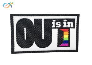 Wholesale Out Letter Woven Logo Patch Rectangle Shape Laser Cut Border With Paper Coated from china suppliers