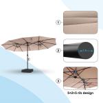 Patio Umbrellas, Outdoor Market Large Umbrella wirh Base, Rectangle Long Double