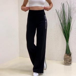China Loose Side Printing Ladies Casual Pants , Mid Waist Ladies Wide Leg Trousers on sale