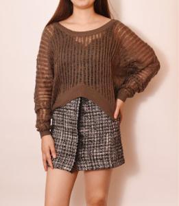 Wholesale Hollow Out Ladies Loose Knit Sweater 100% Acrylic Loose Cropped Sweater from china suppliers