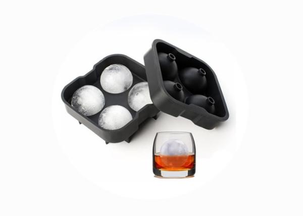 4 Ball Shape Silicone Ice Trays / Silicone Ice Ball Mold 4.5cm Diameter Logo