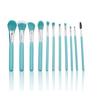 Wholesale Blue Color 11pcs Bamboo Makeup Brush Set Custom Copper Ferrule from china suppliers