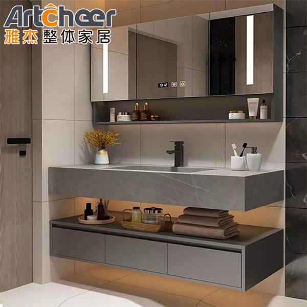 Kitchen Cabinet and Modern Wood Double Sink Bathroom Vanities with Waterproof