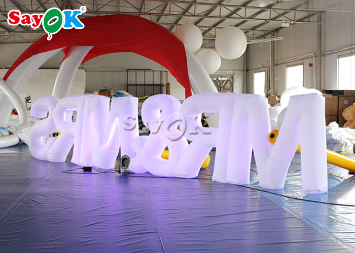 190T Nylon Cloth Inflatable Lighting Decoration LED Light Letters White Color