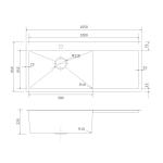 42' Undermount Drainboard Kitchen Sink Single Bowl 105x45