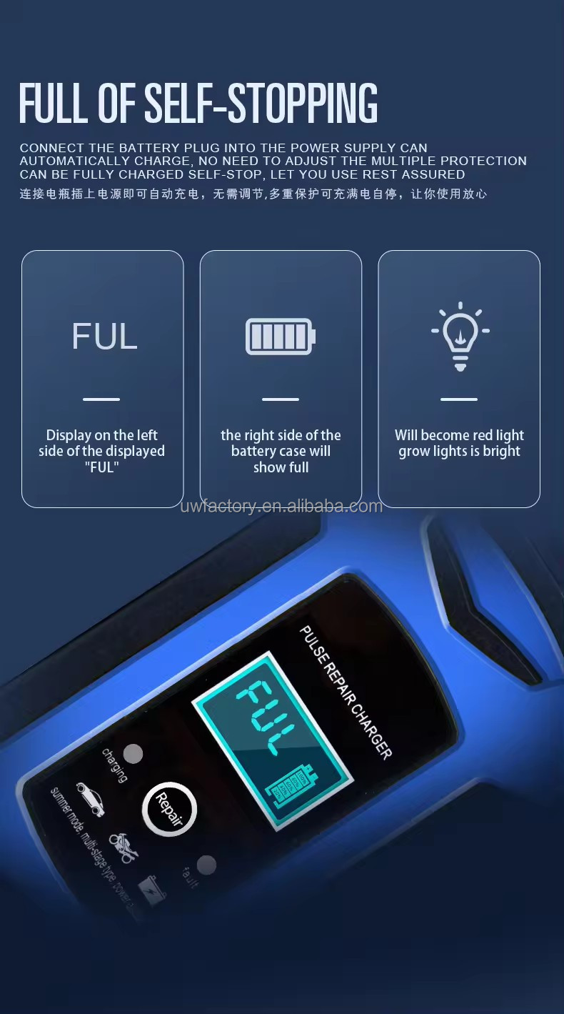 90% Charging Efficiency FCP Function 12V 6A Car and Motorcycle Battery Charger for Lead-Acid Battery Repair