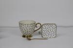470cc footed mug with 9.5cm square dish 304 stainless steel spoon tableware