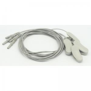 China Pure Silver Ear - Clip EEG Cable 1 Pair 1.2m Din TPU Material With DIN1.5 Socket on sale