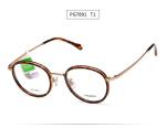 Optical Parim Eyeglasses Frames Casual Round Eye Metal Unisex Plastic Mixture