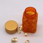 90ml/3OZ PET Square Yellow/Orange Capsule Pill Bottle with Rose Gold Cap and