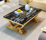 Height 0.45M Square Marble Coffee Table With Stainless Steel Legs
