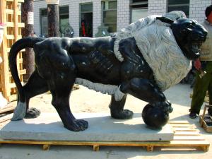 Wholesale Black Outdoor 120cm Lion Statue With Ball Stone Carving Sculpture from china suppliers