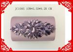 Rhinestone Flower Beaded Evening Bags , Break Open Closure Silver Glitter Clutch