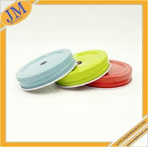 Wholesale 70mm mason drinking jar food safe metal lid with hole in middle from china suppliers