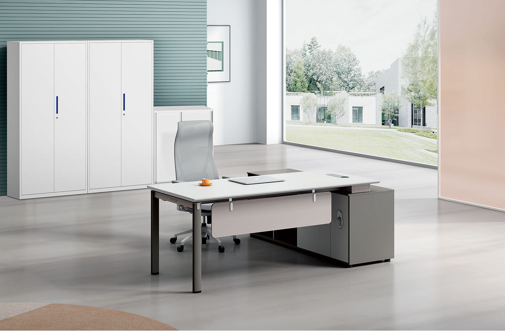 Flush Door Steel Office Cupboard Swing Door Cupboard With 4 Adjustable Shelf