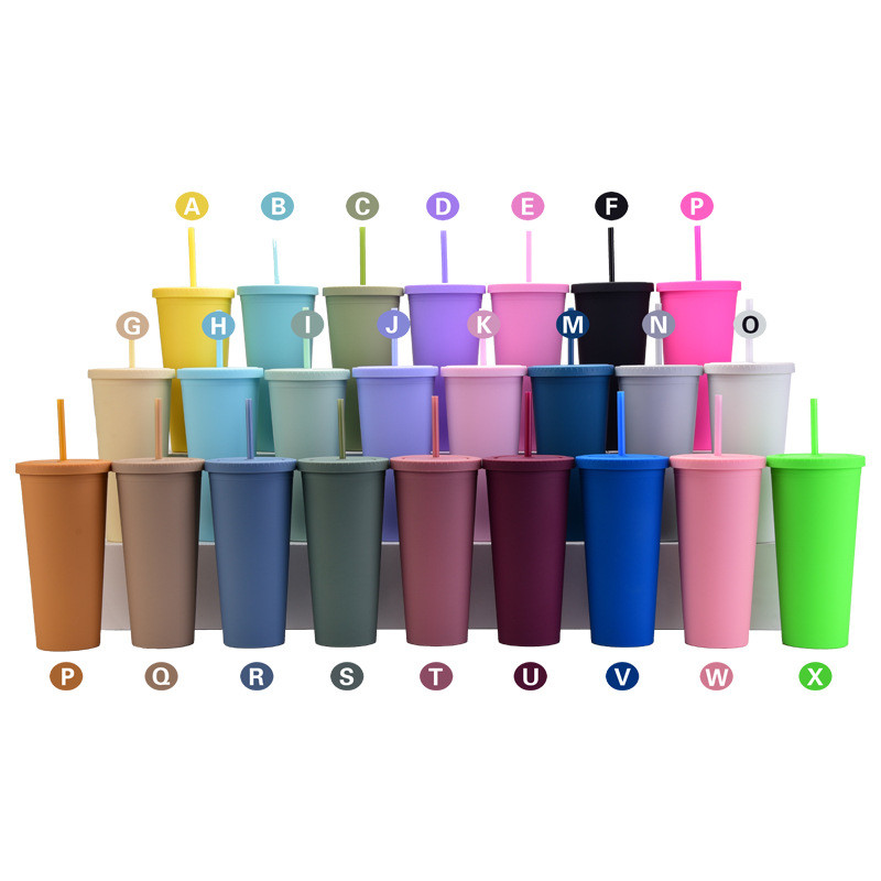 450ml 650ml 22oz Plastic Travel Tumbler With Straw And Lid 6 Vibrant Colors Reusable Plastic Coffee Tumbler Eco Friendly Customized Acceptable