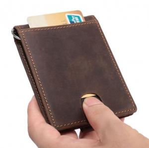Wholesale 10x7.5cm ROHS Handcrafted Leather Wallets Money Clip RFID Blocking BM from china suppliers