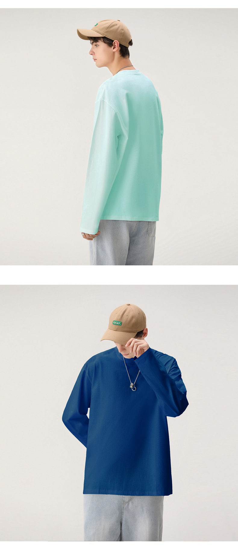 250gsm Oversized Full Sleeve T Shirt Mens Cotton Thermal Full Long Sleeve Unisex Blank