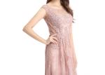 Sleeveless Pink Lace Fancy Evening Dresses / Ball Gown Glamorous Evening Dresses