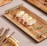 Wooden Serving Tray with Metal Handles, Stylish Farmhouse Decor Serving Platters
