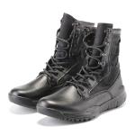 Round Toe Slip Resistant Leather Combat Footwear Gear With Shock Absorbent