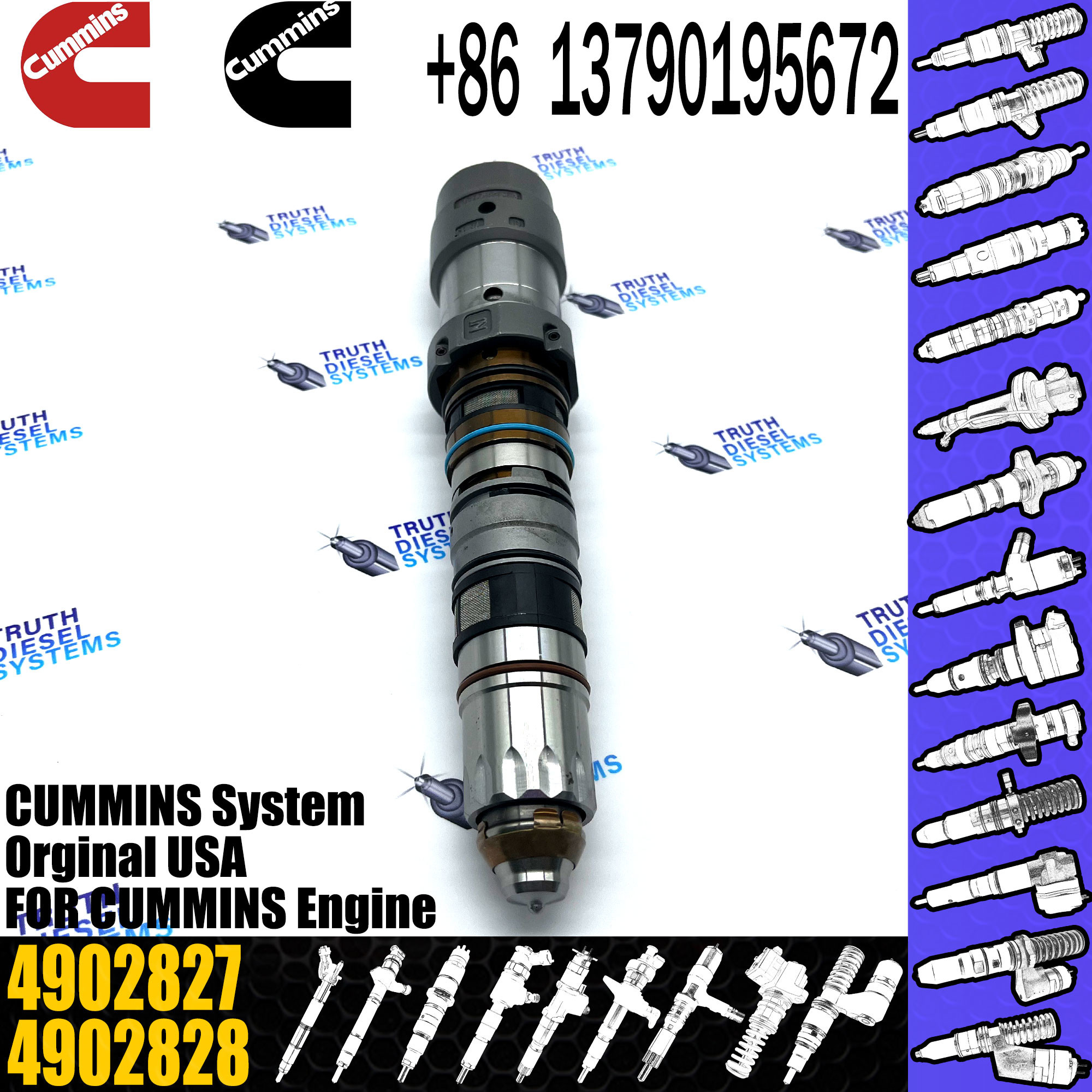 Diesel Engine Common Rail QSX23 Fuel Injector 4076533 4902827 4062090 4077076