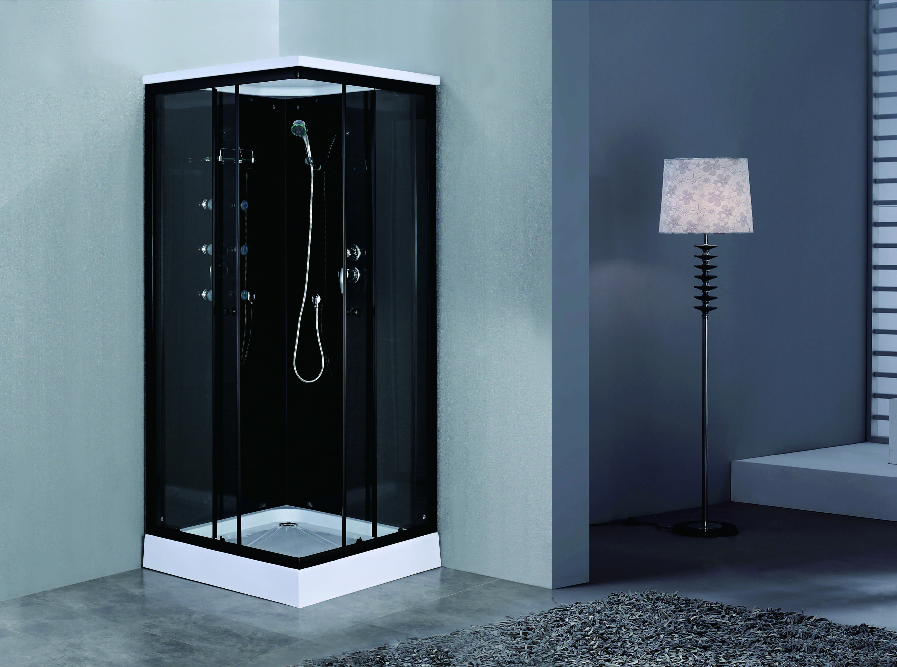 Stylish Shower Room With Matt Black And Tempered Glass For mordern And Customizable