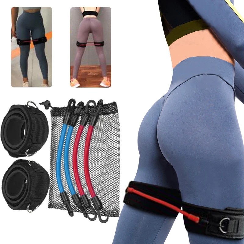 Red Latex Tube Rubber Exercise Elastic Crossfit Resistance Bands Set for Kinetic Speed Agility Training