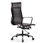 Black Powder Coated Ribbed High Back Office Chair Sleek Slimline Appearance