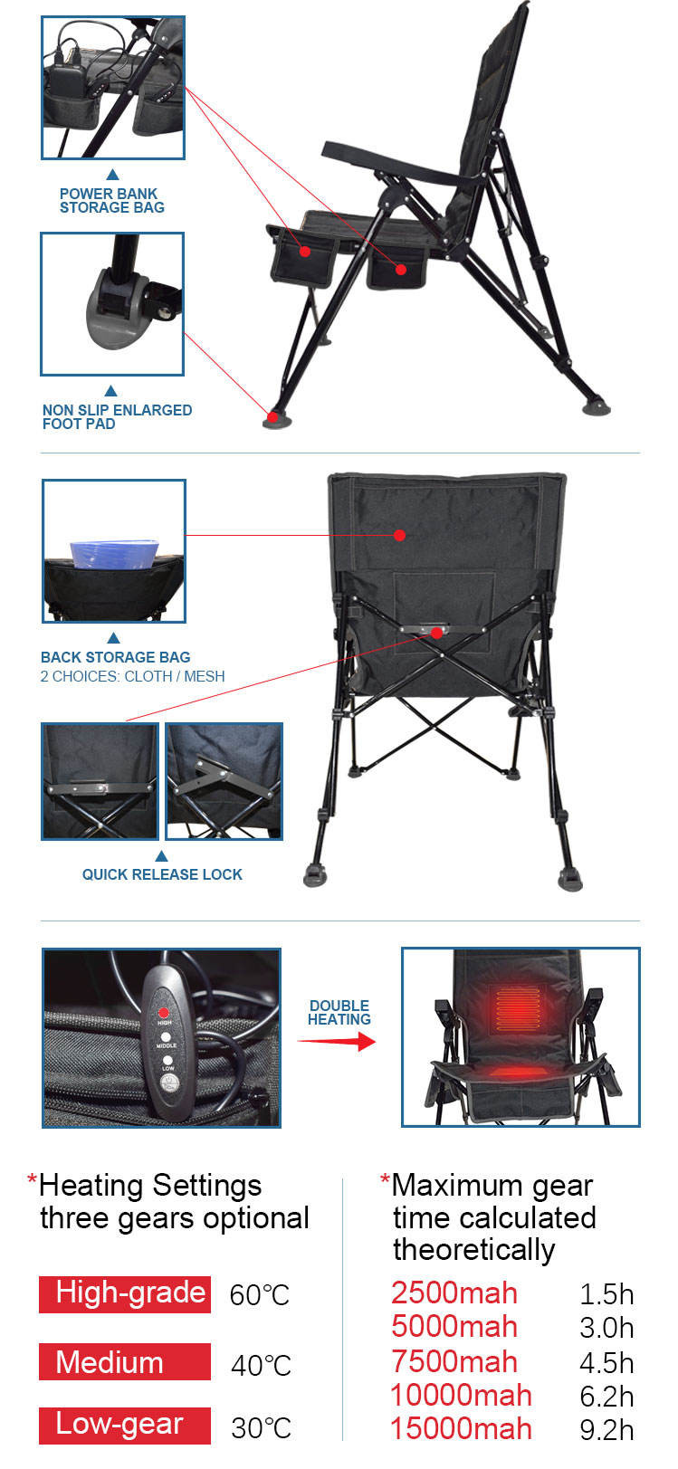 Outdoor Folding Heated Chair