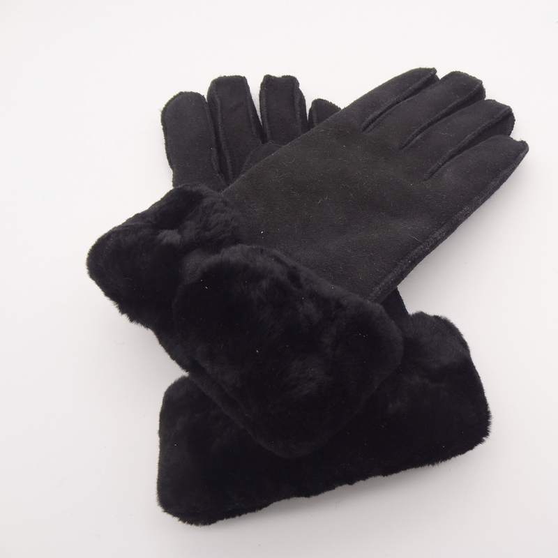 Customized winter warm double face Australia sheepskin shearling gloves