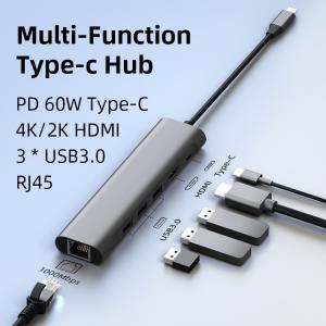 Wholesale 6 In 1 Multiport USB3.0 Converter Splitter USB C HUB Adapter For Laptop Phone from china suppliers