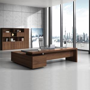 China Brown Executive Desk Sets 900mm Wooden Office Desk With Cabinet​ on sale